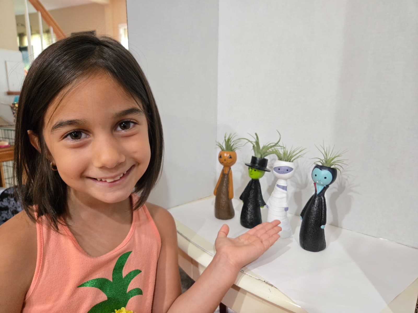 Isabella with her plants